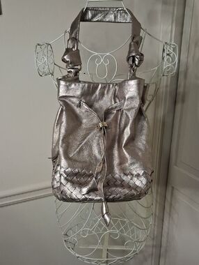 Elliott Lucca Metallic Silver/Gold Drawstring Shoulder Bag